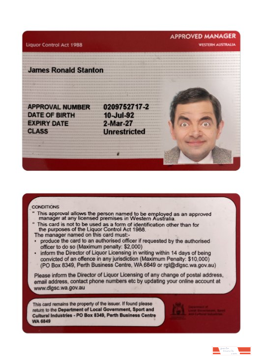 Western Australia approved manager license card